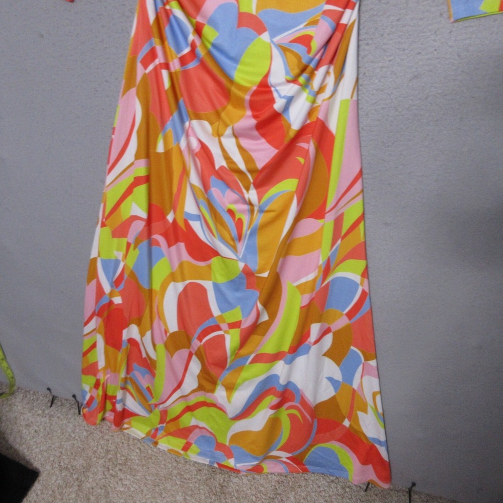 Boston Proper Dress Large Sequin Maxi Cut Out Ruche Psychedelic Colorful - Picture 13 of 14